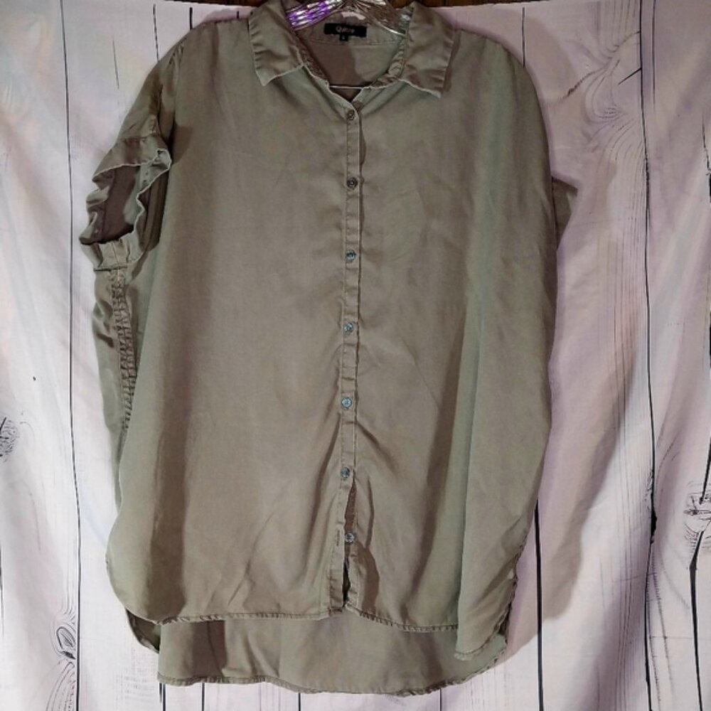 Quince Camp Tencel Olive Green Button-Up Shirt